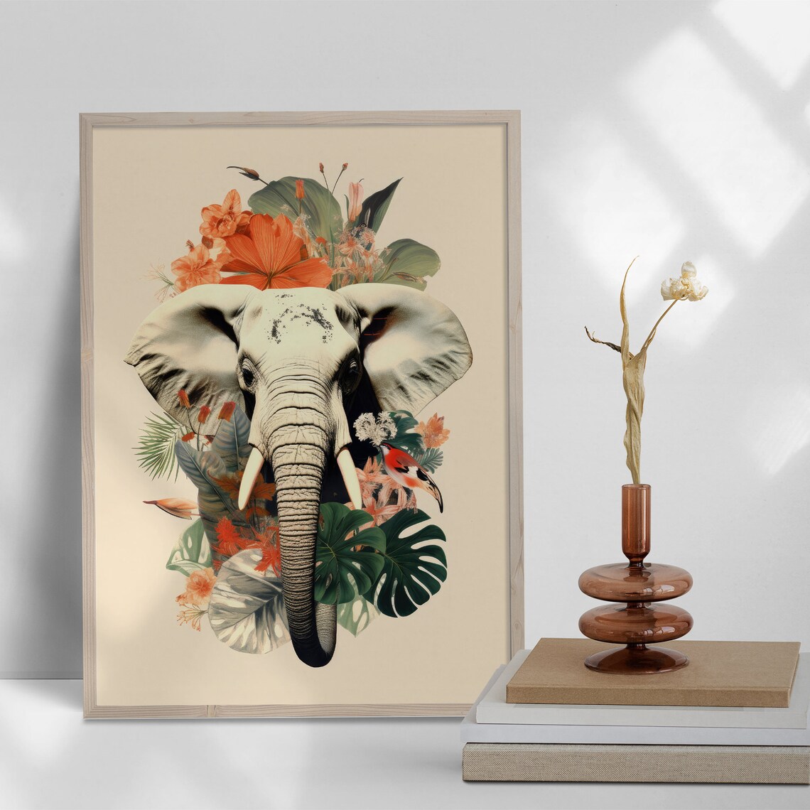 Elephant With Flowers Abstract Poster Collage - Image 2