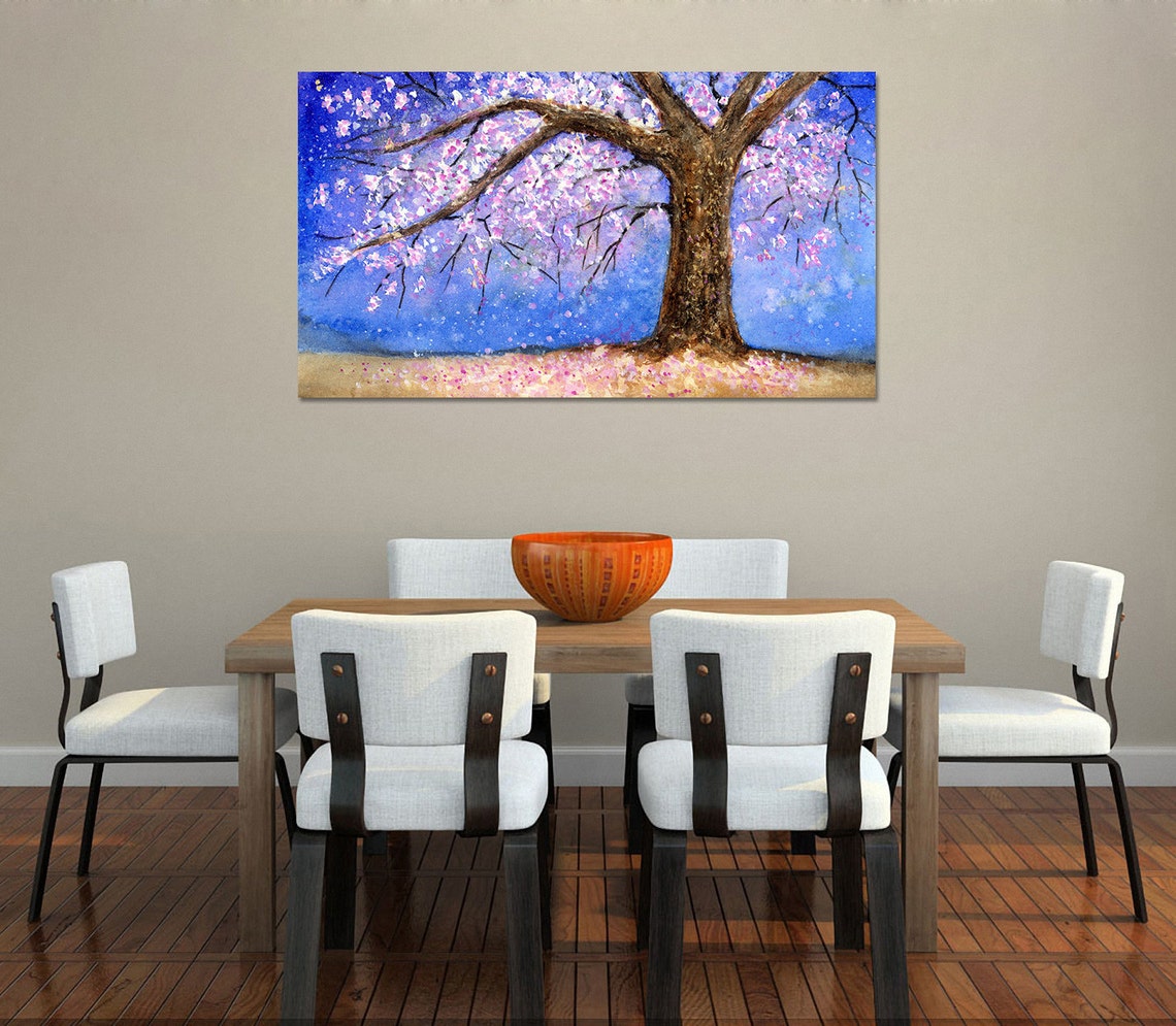 Grand Pink Cherry Blossom Tree Under Vivid Blue Spring Sky Poster - Image 2