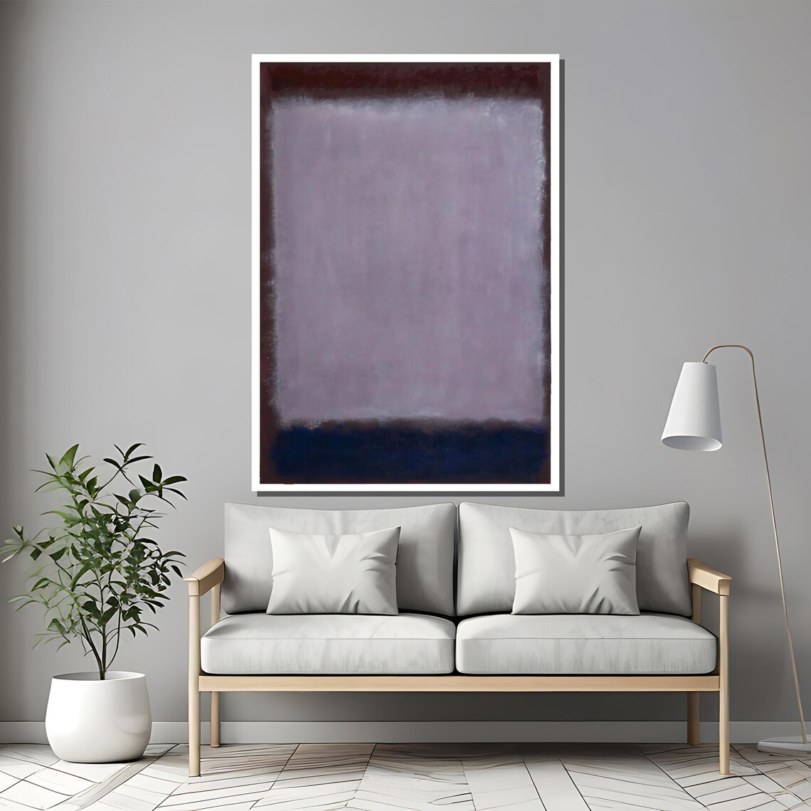 Rothko Style Lavender And Navy Soft Color Field Abstract Poster - Image 2
