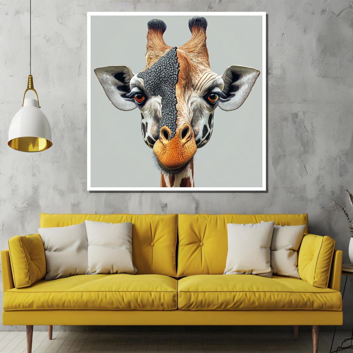 Split Soul Surreal Giraffe Hybrid Portrait Modern Fantasy Art Poster - Image 2