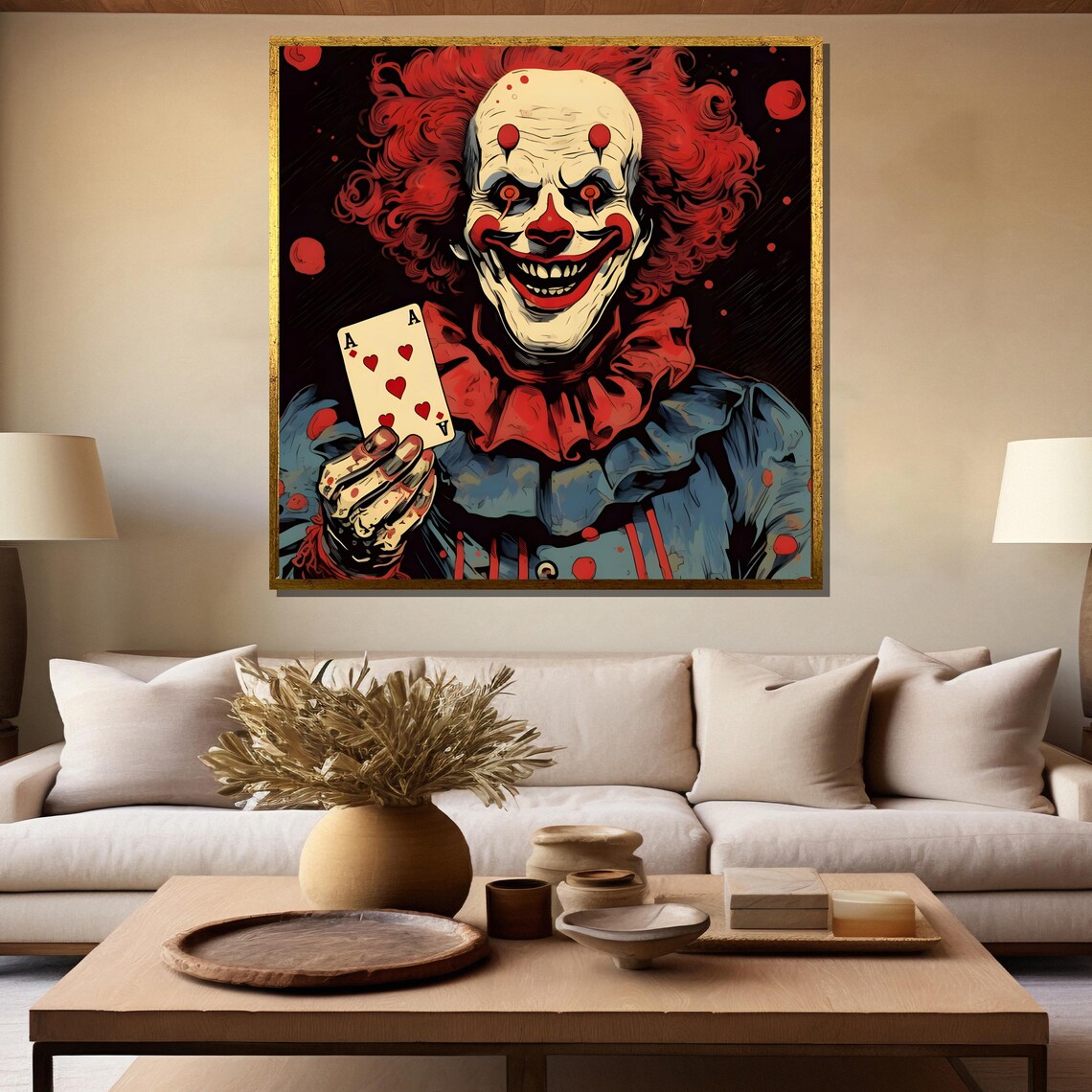 Sinister Clown Holding Ace Of Hearts Card Dark Horror Poster - Image 5