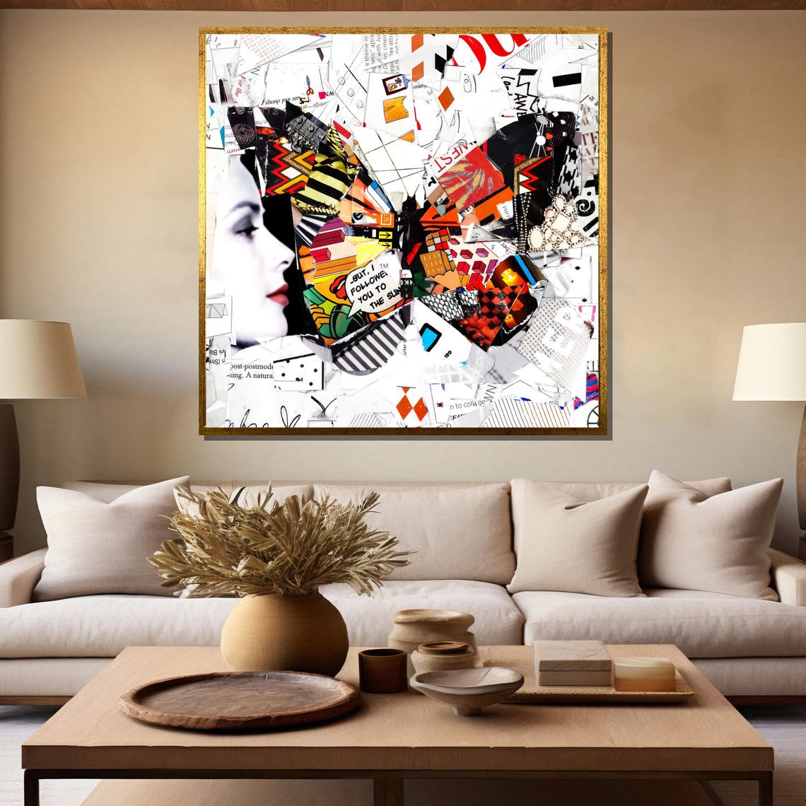 Abstract Butterfly Collage Painting Modern Wall Art For Contemporary Home Decor And Unique Gift Ideas - Image 5