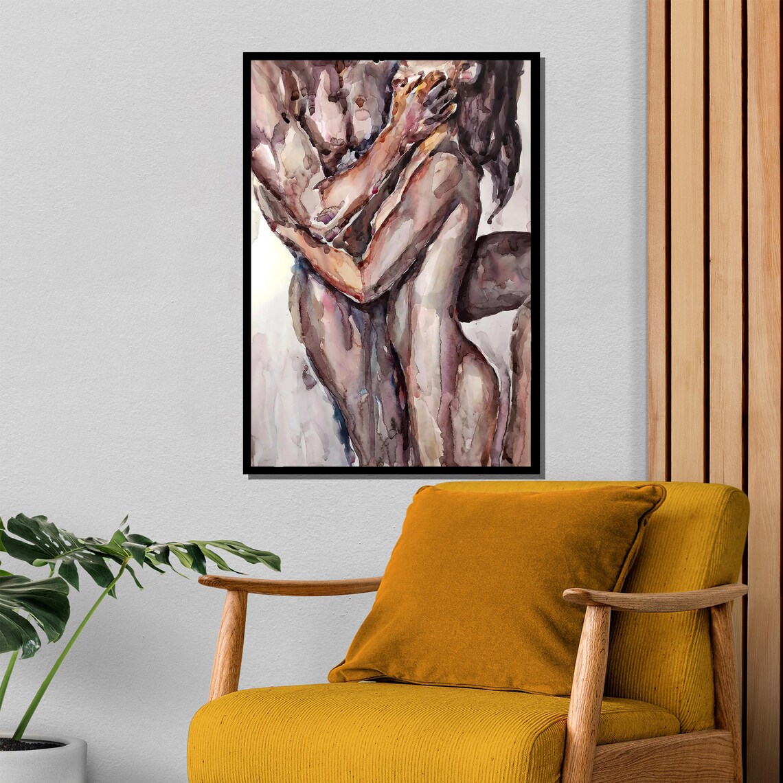 Passionate Lovers Embrace, Abstract Romantic Wall Art Print - Image 4