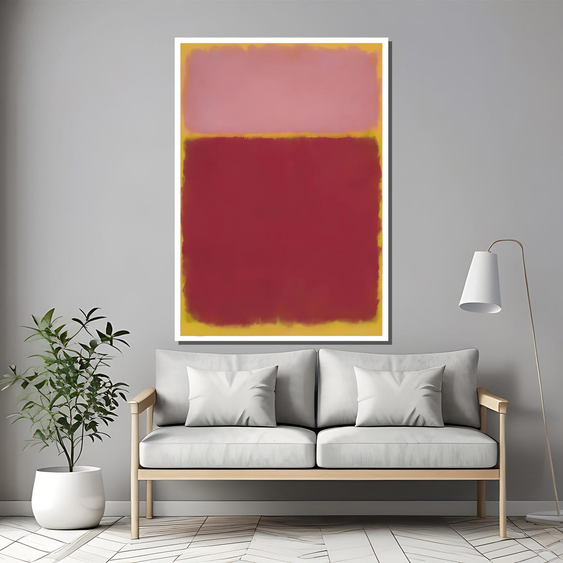 Rothko Style Pink And Deep Red Soft Color Field Abstract Poster - Image 2