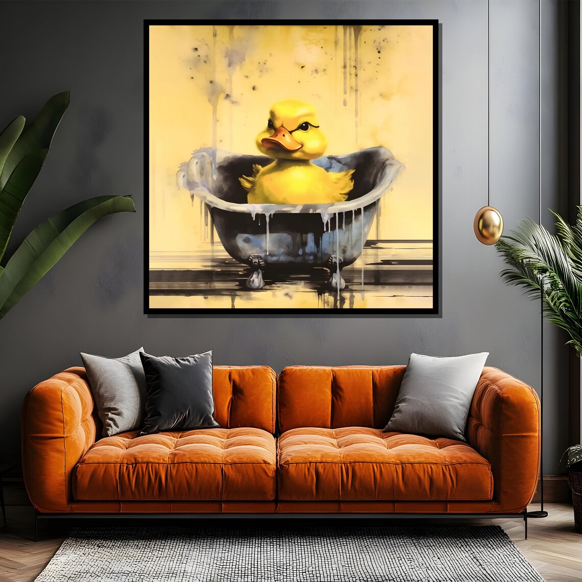 Whimsical Duck in Bathtub Painting Wall Art - Image 4