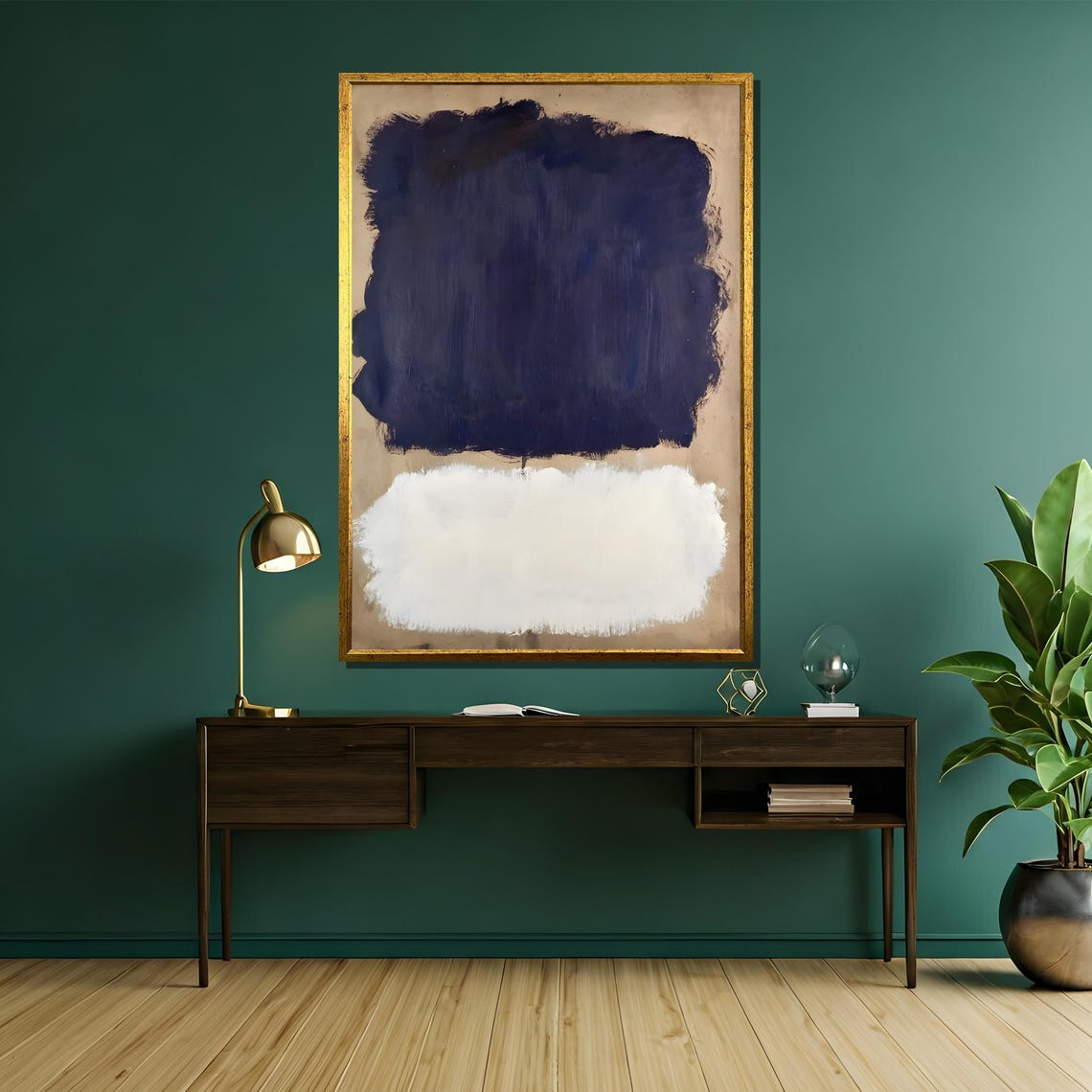 Navy Blue and White Color Field Rothko Inspired Abstract Poster - Image 5