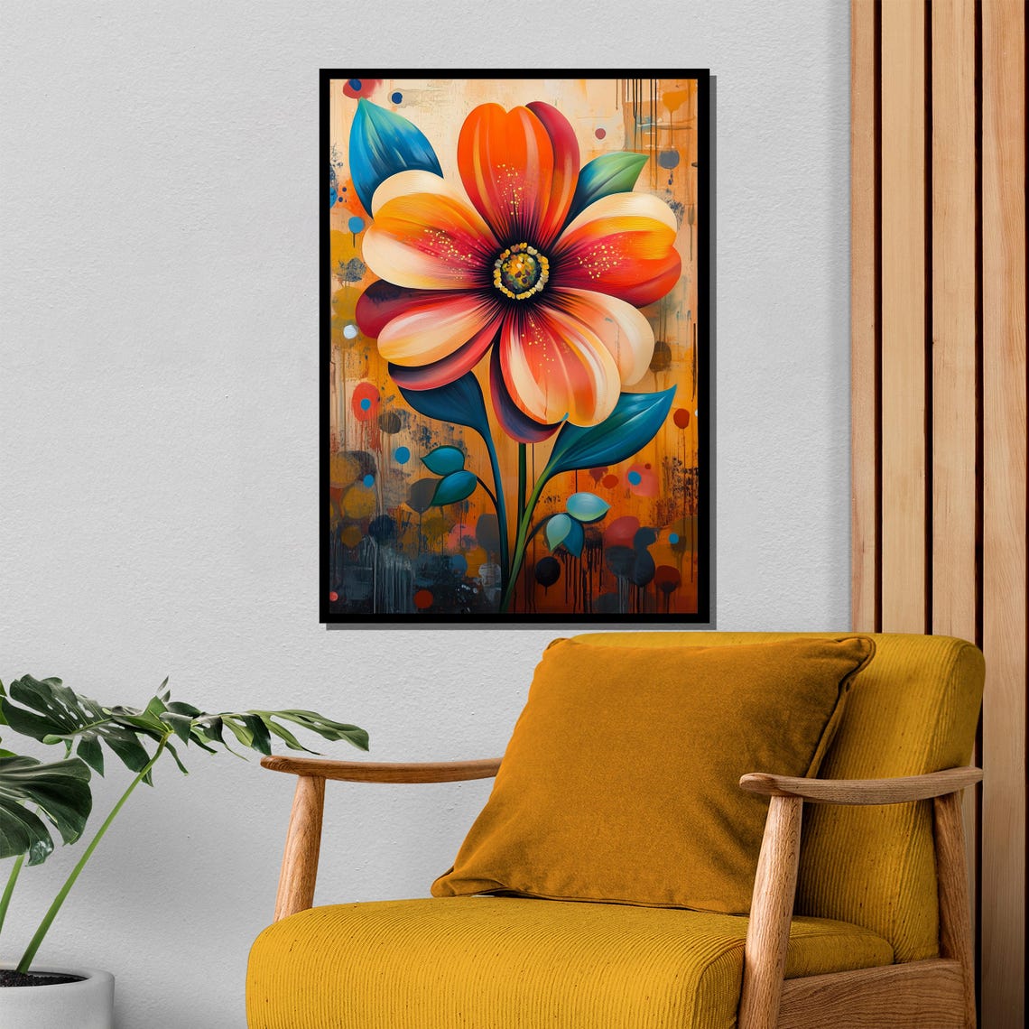 Vibrant Abstract Orange Flower Colorful Modern Bloom Wall Poster - Image 4