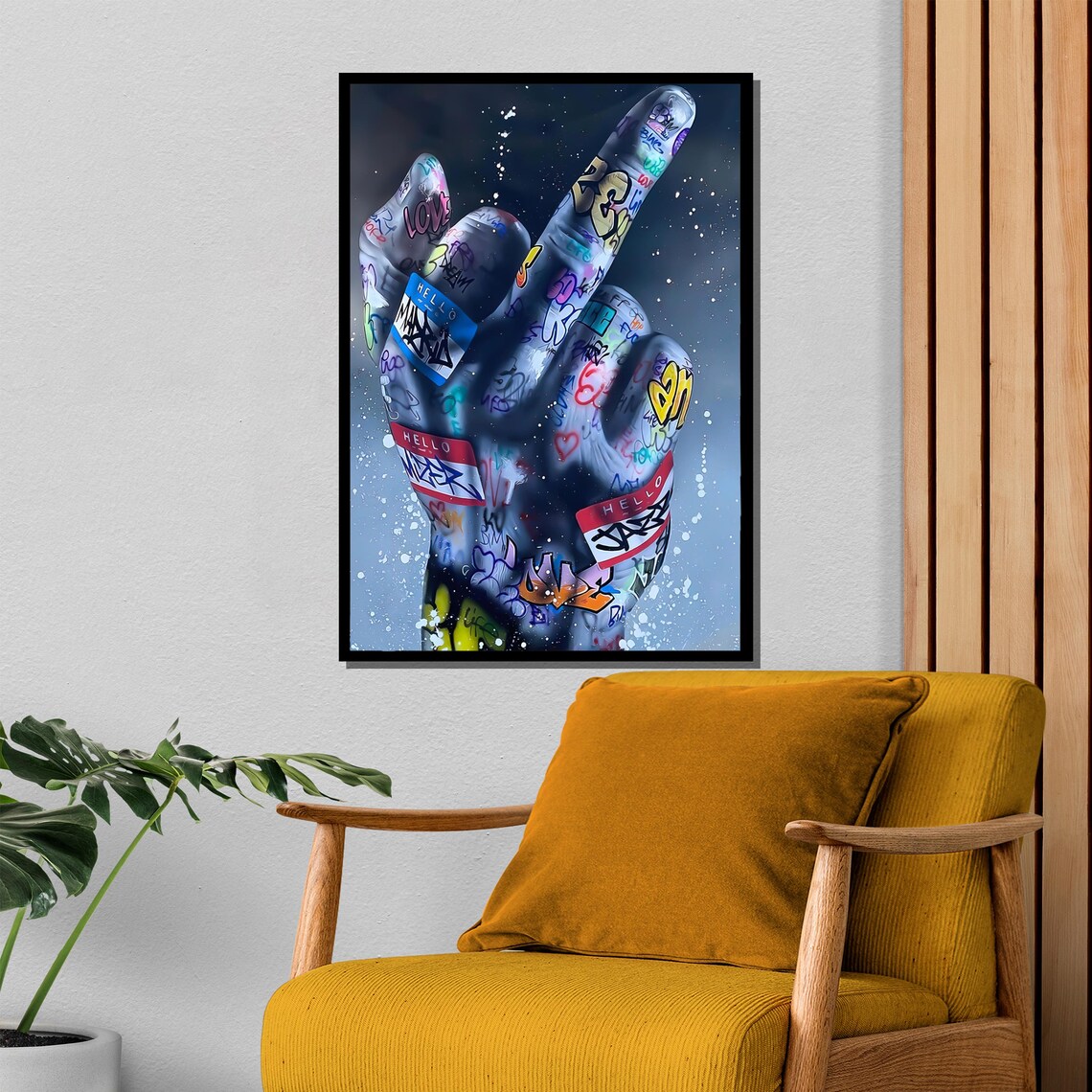 Graffiti Hand Gesture Sticker Bomb Street Art Edgy Poster Gift - Image 4