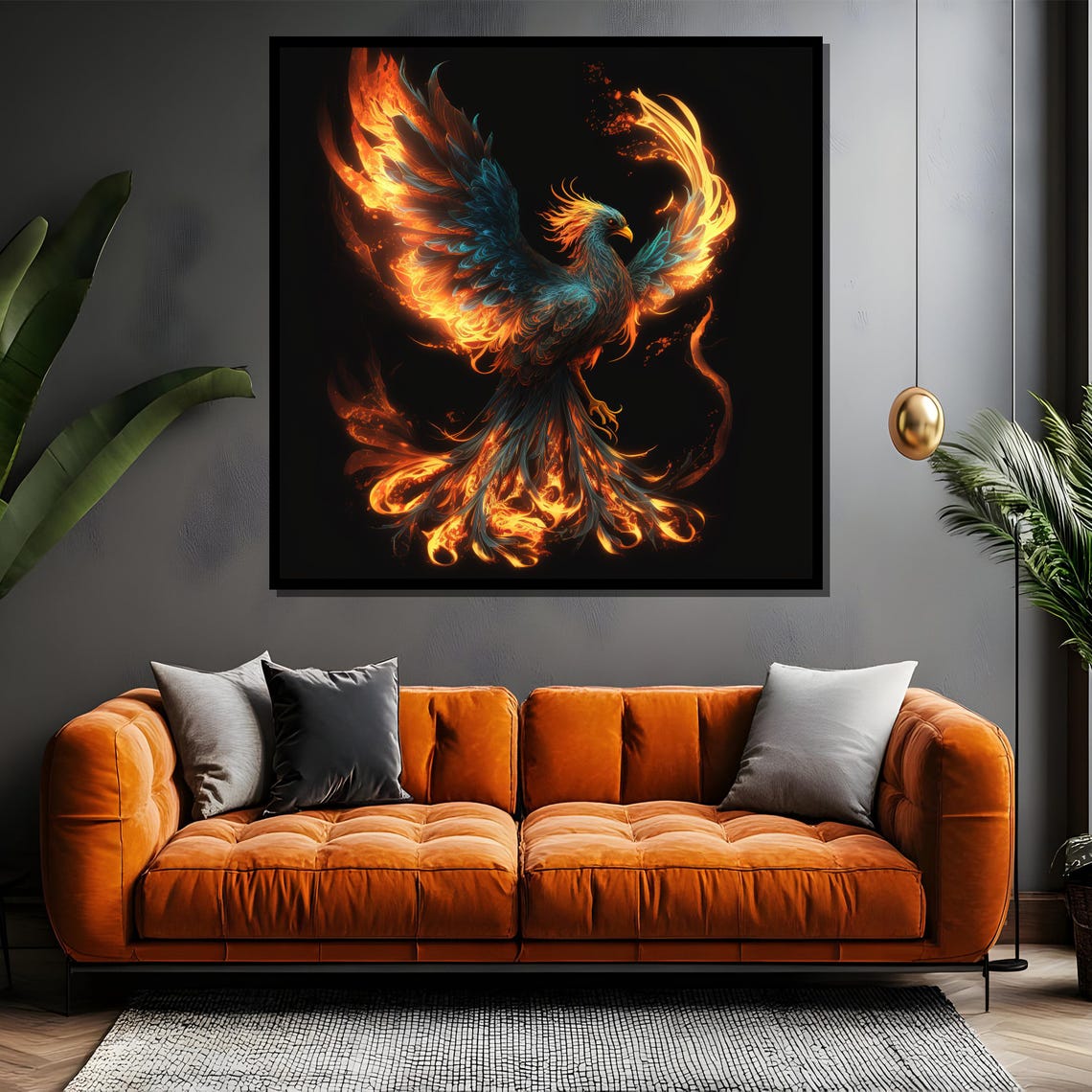 Majestic Phoenix Fire Painting Mystical Rebirth Art Gift Fiery Phoenix Wall Decor For Bold Home Decor Statement - Image 4