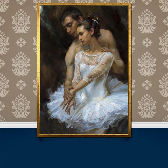 Elegant Ballet Couple Painting Romantic Wall Art For Dance Lovers Artistic Gift For Home Or Studio Decor