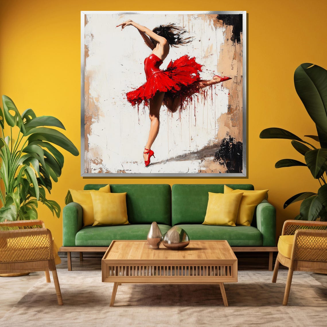 Passionate Red Dress Flamenco Dancer Bold Expressive Art Poster - Image 3