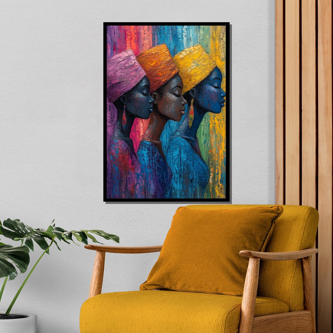 African Women Trio In Colorful Headwraps Cultural Art Poster - Image 4