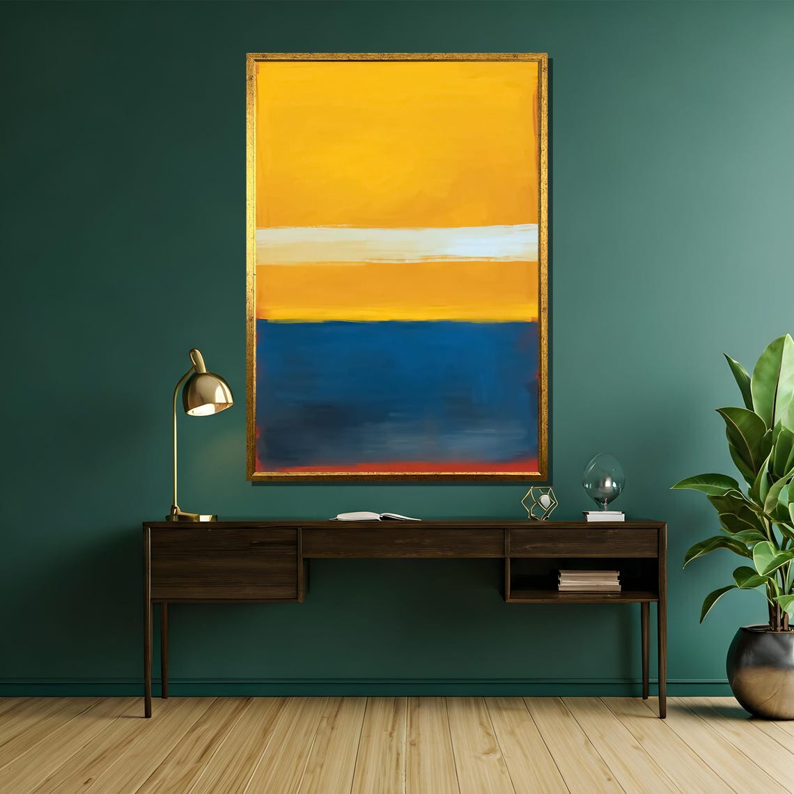 Yellow Blue Color Block Abstract Modern Minimalist Art Poster - Image 5