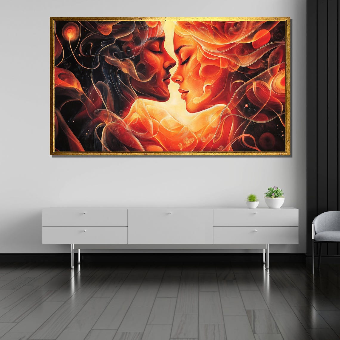 Fiery Ethereal Lovers Abstract Couple Faces Surreal Passion Poster - Image 5