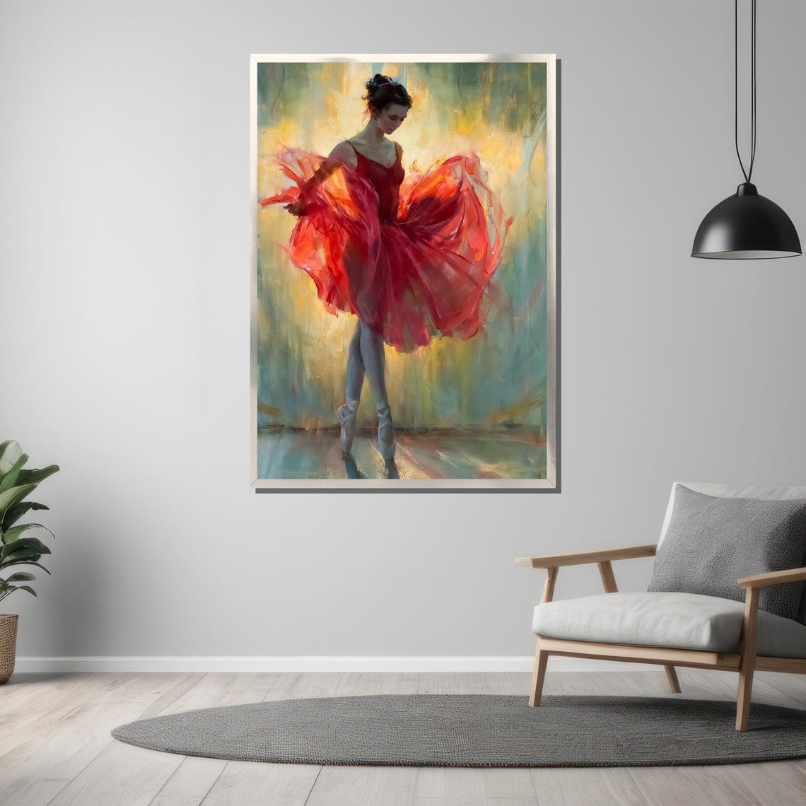 Graceful Red Ballerina Painting Elegant Dance Wall Art For Home Decor Unique Ballet Gift For Art And Dance Lovers - Image 3