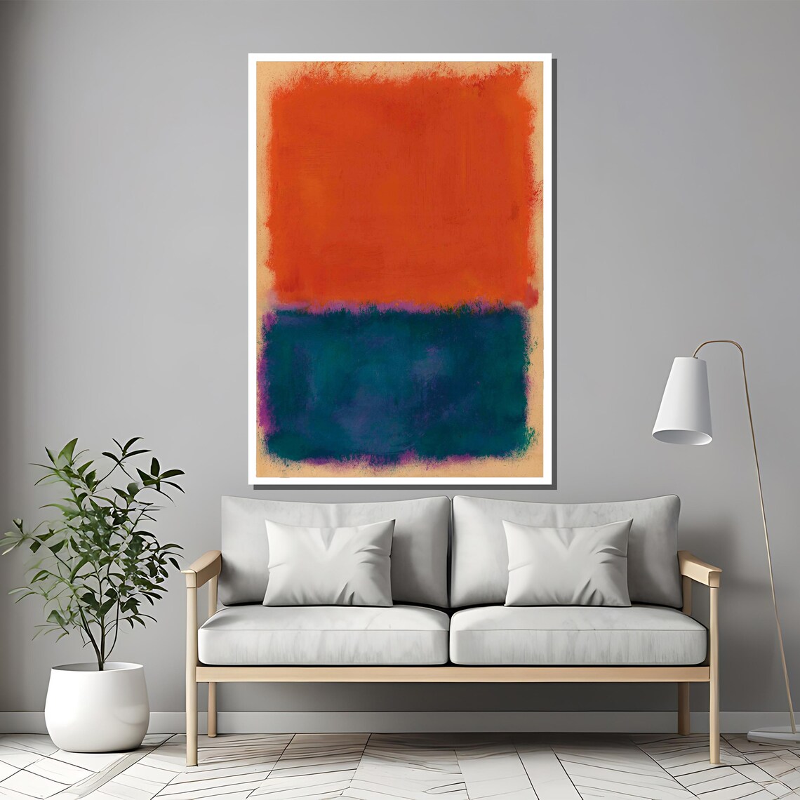 Mark Rothko Painting Deep Orange And Teal Layers Abstract Art Gift For Colorful Spaces - Image 2