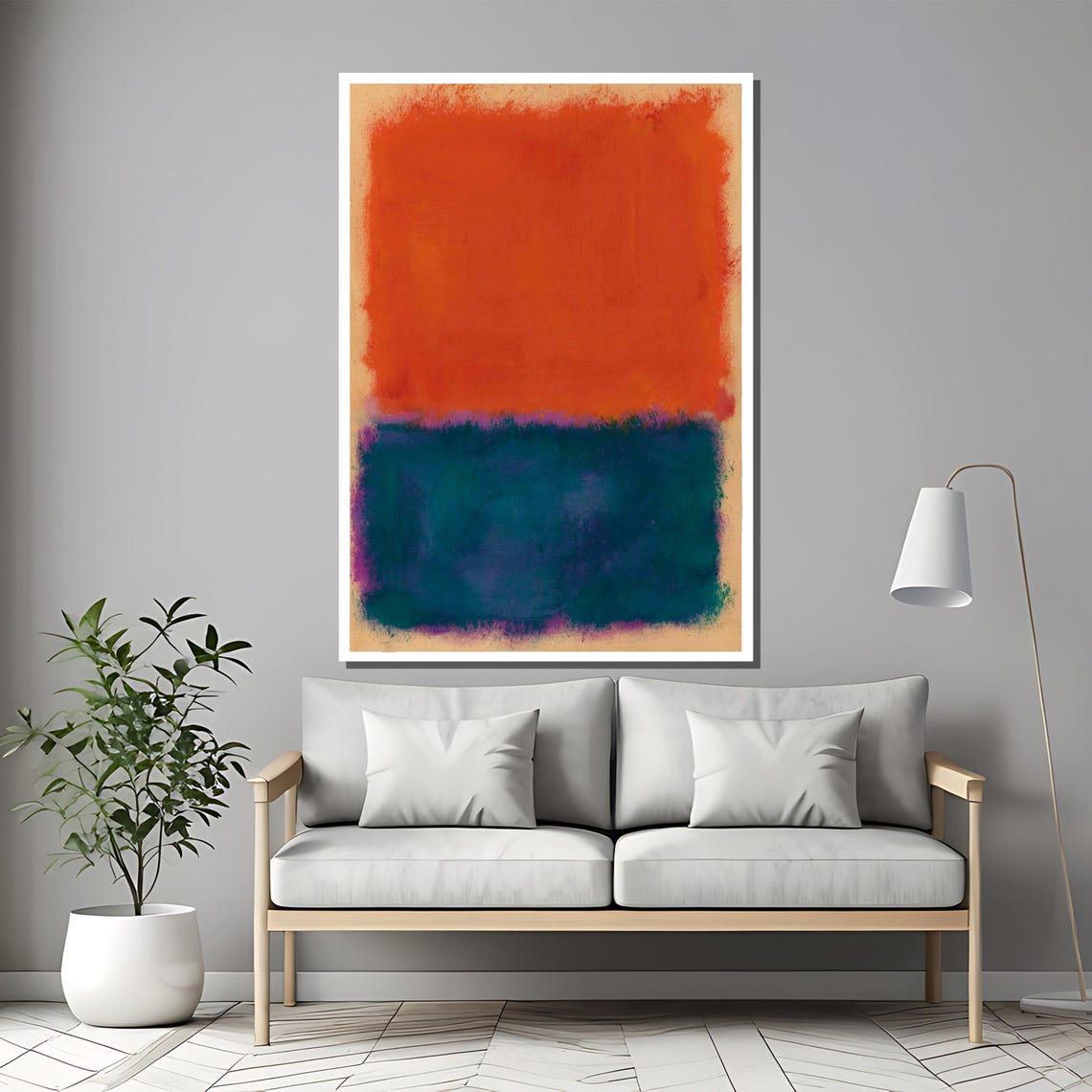 Rothko Style Deep Orange And Teal Layers Color Field Abstract Poster - Image 2