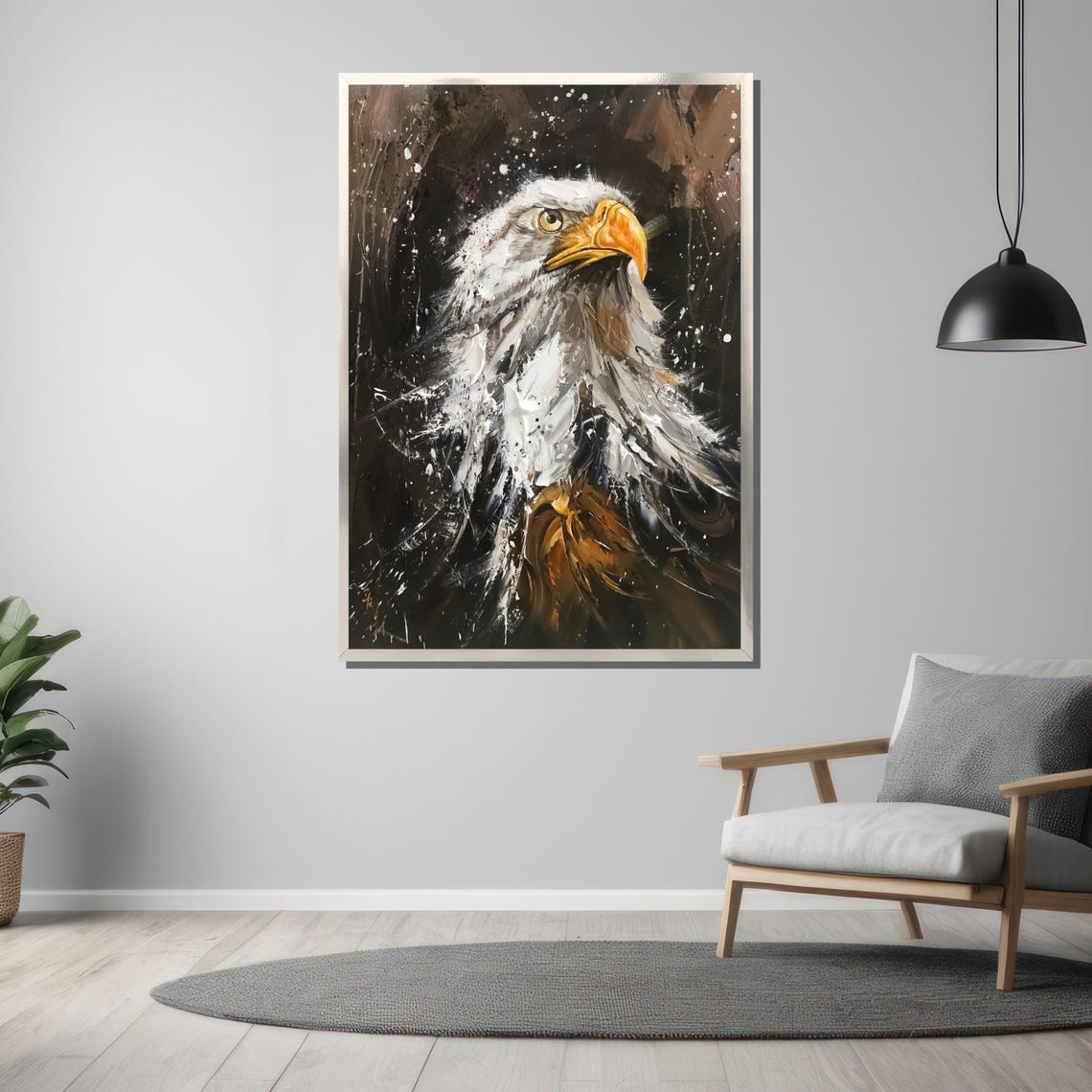 Fierce Bald Eagle Portrait In Bold Textured Brushstrokes Poster - Image 3