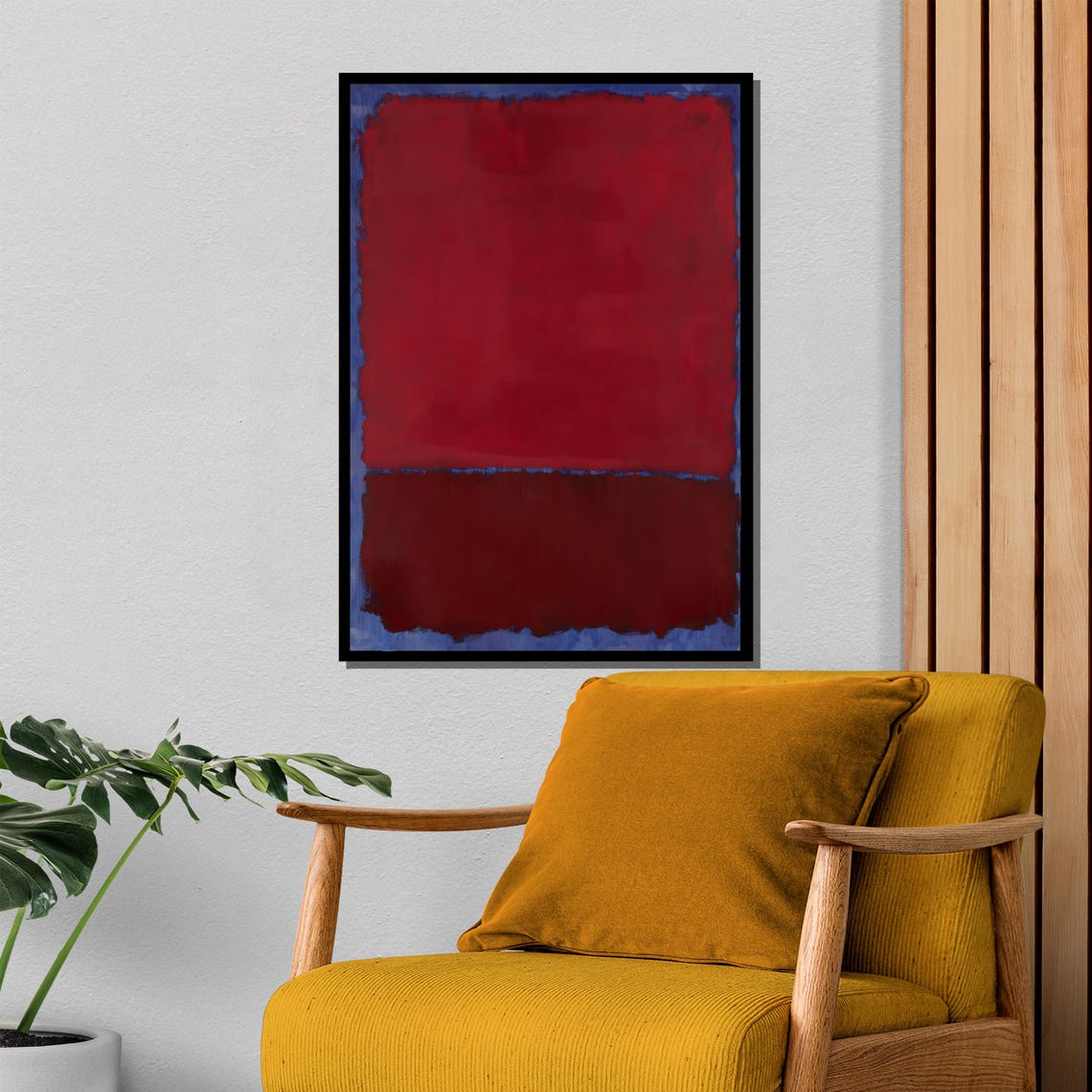 Rothko-Style Burgundy Red Blue Edged Color-Field Abstract Poster - Image 4