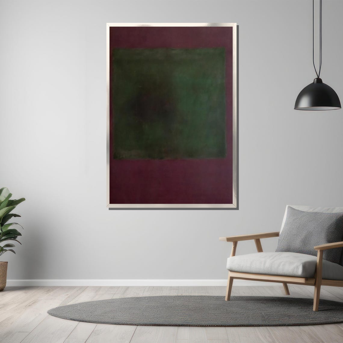 Rothko Style Deep Green And Maroon Moody Color Field Art Poster - Image 3