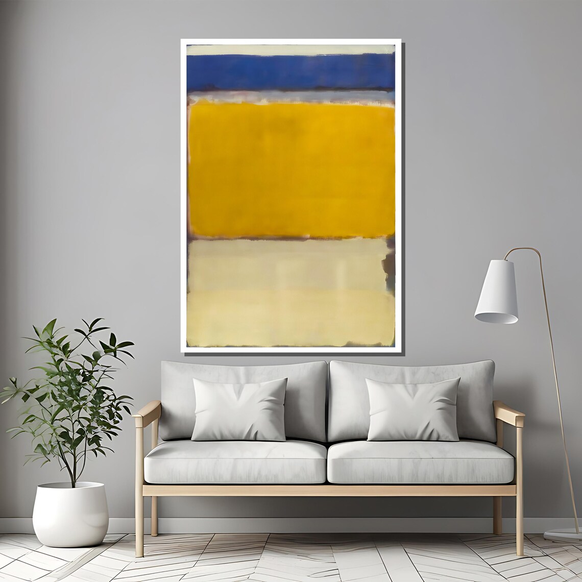 Rothko Style Blue Yellow And Cream Color Field Abstract Poster - Image 2
