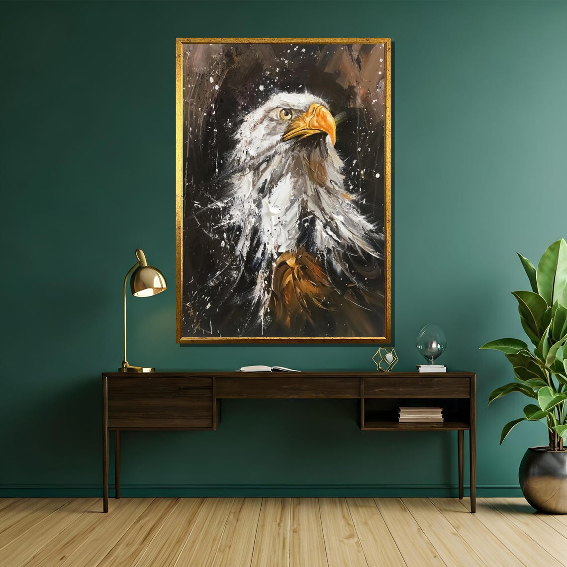 Fierce Bald Eagle Portrait In Bold Textured Brushstrokes Poster - Image 5
