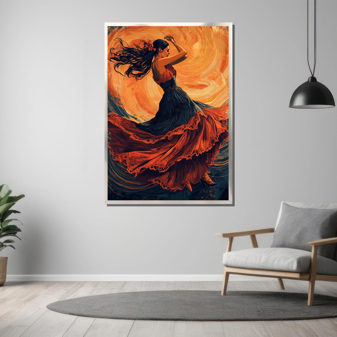 Fiery Flamenco Dancer Painting Passionate Spanish Dance Art Gift Bold Wall Decor For Home Vibrant Dance Artwork - Image 3