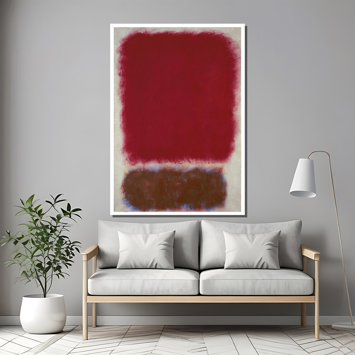 Rothko-Style Crimson Earthy Brown Color-Field Abstract Art Poster - Image 2