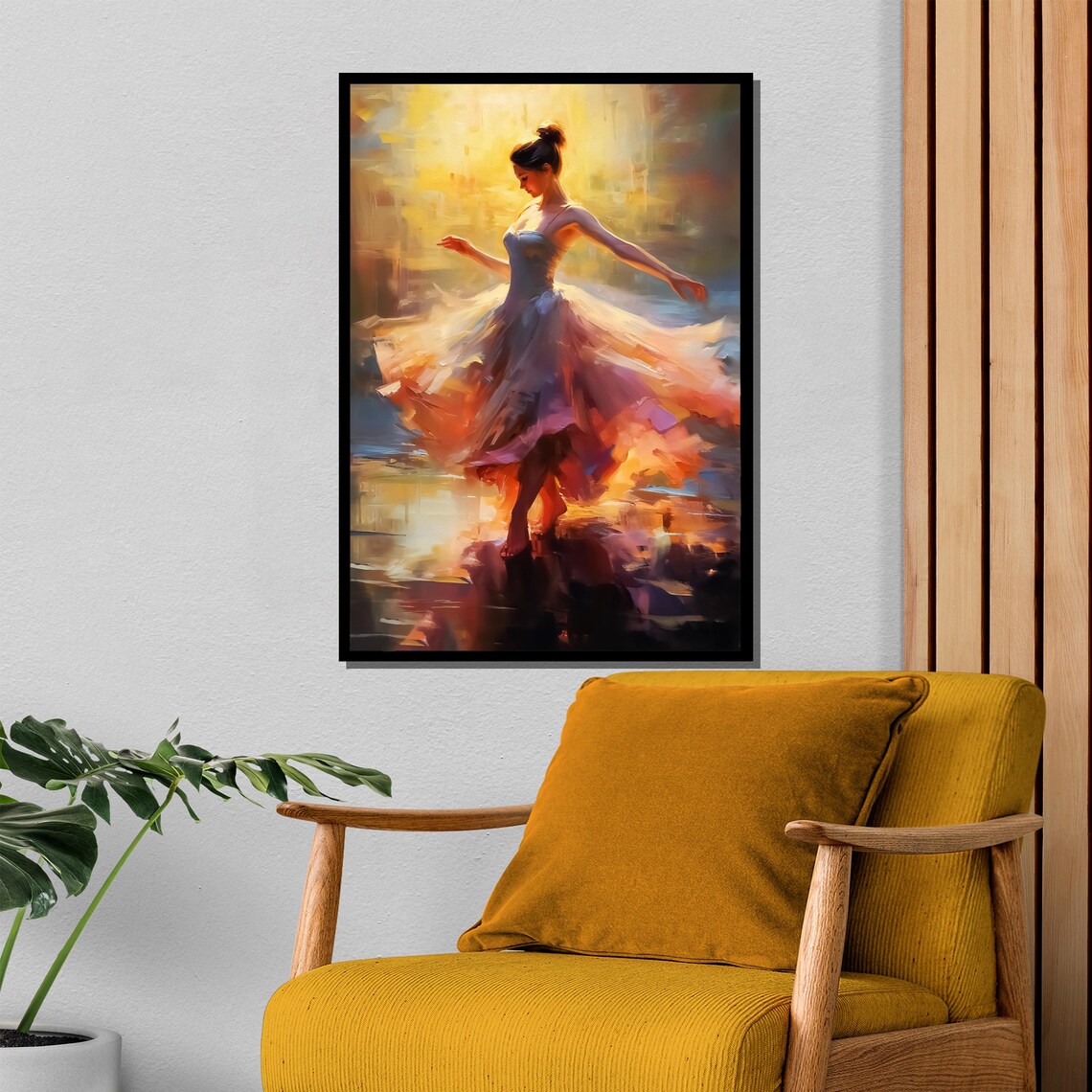 Ballerina Twirling in Golden Sunlight Lavender Dress Art Poster - Image 4