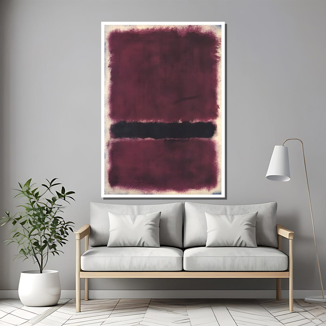 Rothko-Style Plum Black Banded Color-Field Abstract Art Poster - Image 2
