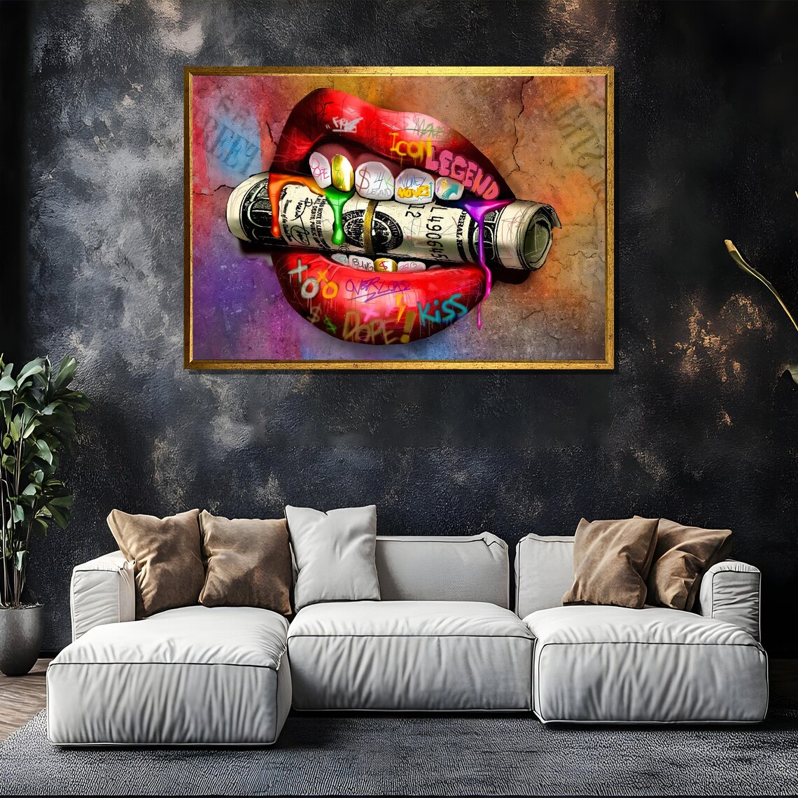 Graffiti Lips Biting Money Roll Legend Fashion Pop Art Poster - Image 5