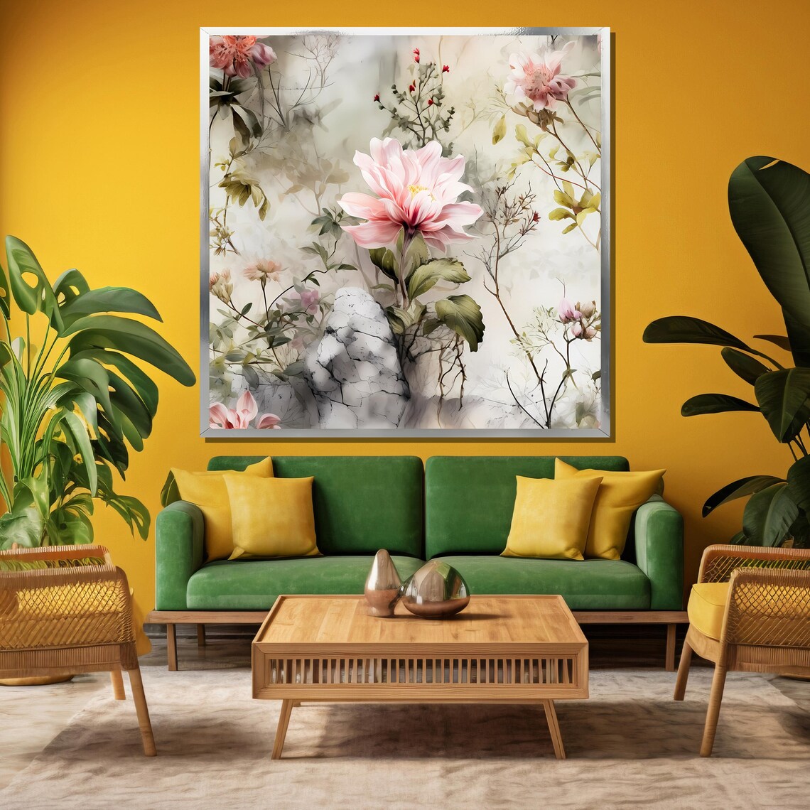 Delicate Pink Dahlia On Marble Watercolor Botanical Art Poster - Image 3