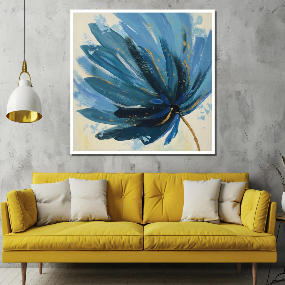 Light Blue Abstract Bloom On White Minimalist Floral Art Poster - Image 2