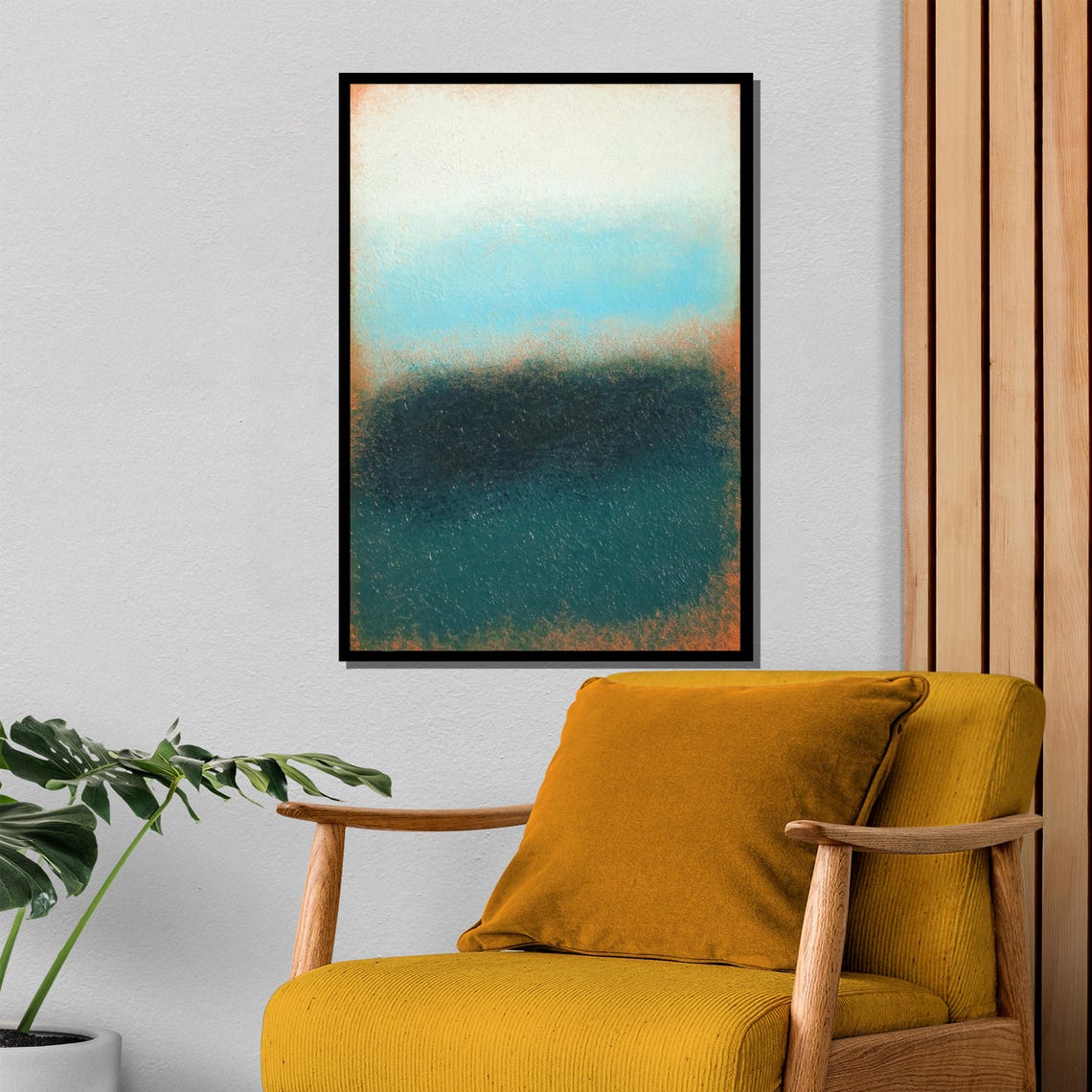 Teal Ocean Wave Curl With Gold Spray Fluid Abstract Ocean Poster - Image 4