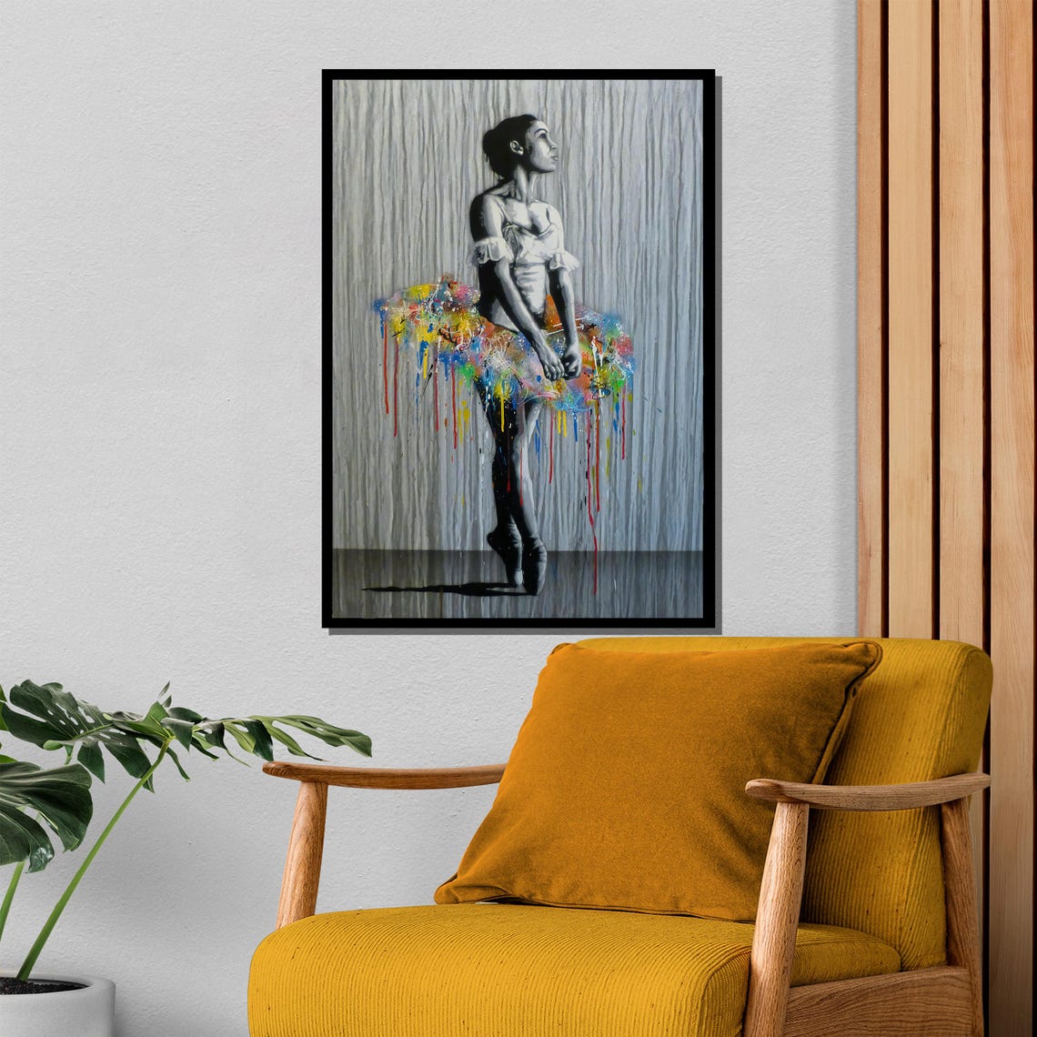 Ballerina Paint Splatter Tutu Black White Dance Studio Poster - Image 4
