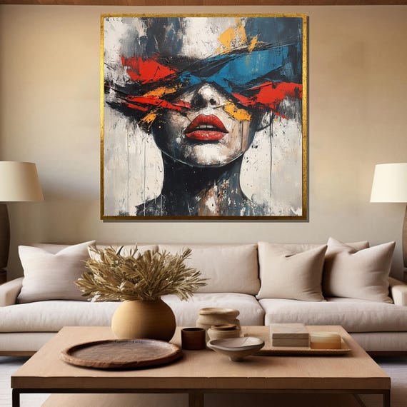 Bold Abstract Portrait Painting With Vibrant Brushstrokes Unique Artistic Gift For Modern Home And Wall Decor