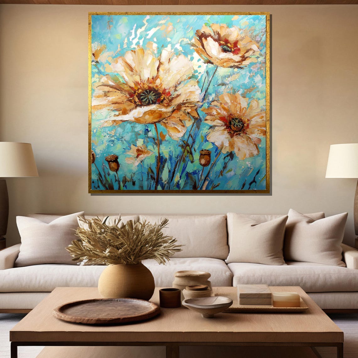 Hand Painted Wildflowers Against a Bright Blue Summer Sky Poster - Image 5