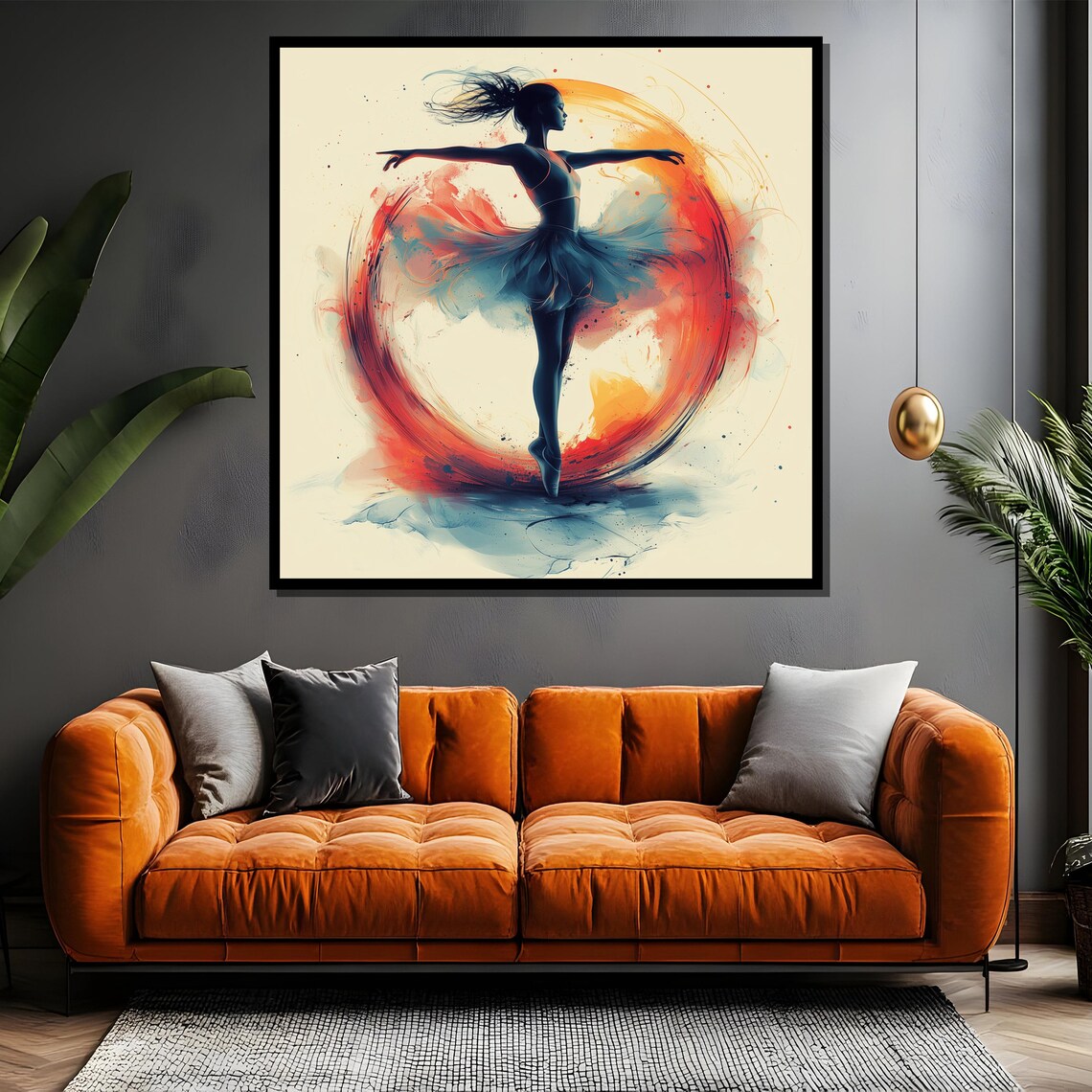 Abstract Ballerina Dance In Motion Red Swirl Watercolor Art Poster - Image 4