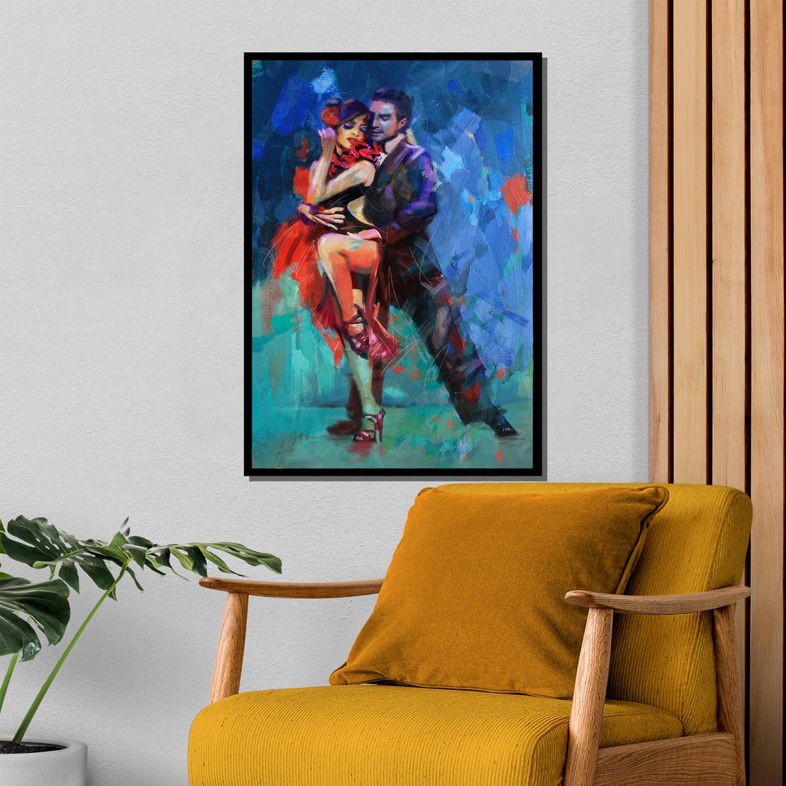Passionate Tango Dance Painting Romantic Couple Wall Art Gift Vibrant Dance Themed Artwork For Elegant Home Decor - Image 4