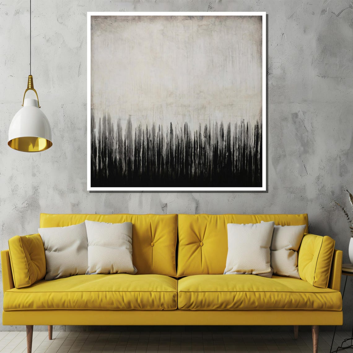 Black and White Vertical Drip Streaks Minimalist Abstract Poster - Image 3