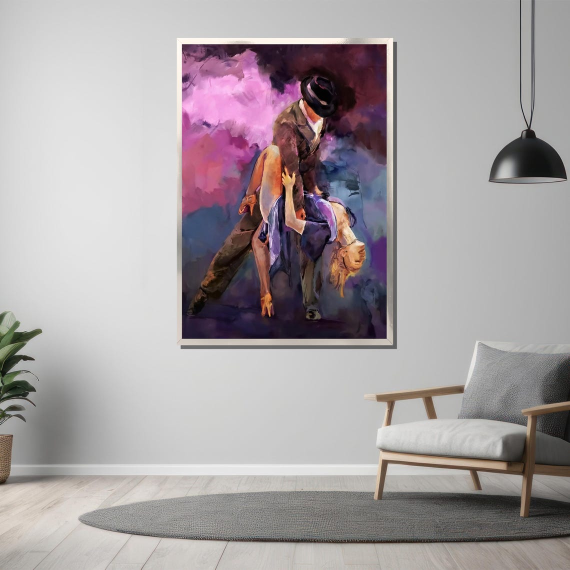Dramatic Tango Dip in Purple Dress Smoky Violet Oil Art Poster - Image 3