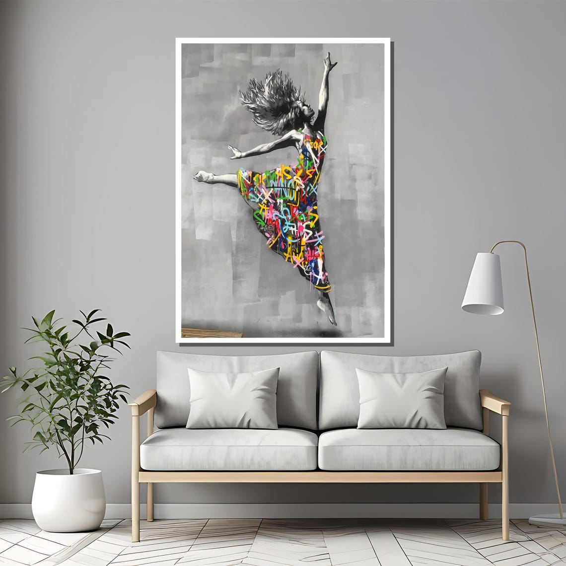 Leaping Dancer Graffiti Dress Dance Art Ballet Street Poster - Image 2