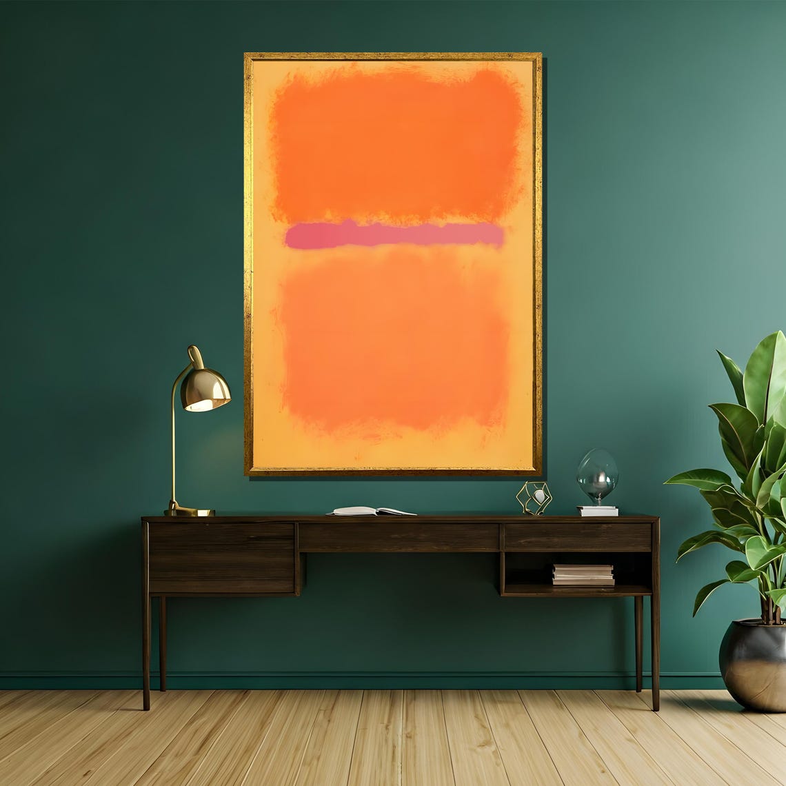 Orange and Pink Stripe Color Field Rothko Inspired Abstract Poster - Image 5