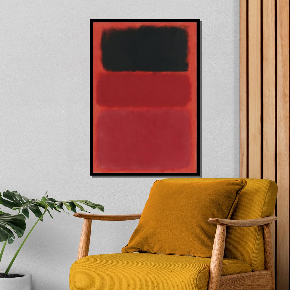 Striking Mark Rothko Style Painting Bold Red And Black Abstract Art For A Modern Home Decor Gift - Image 4