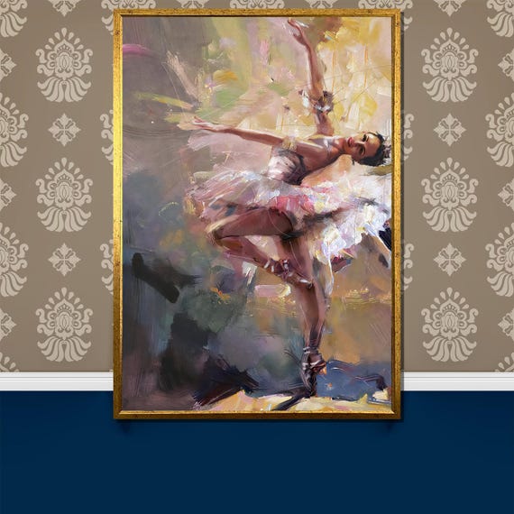 Impressionist Ballet Painting Graceful Ballerina Art For Wall Decor Elegant Gift For Dance Enthusiasts And Art Lovers