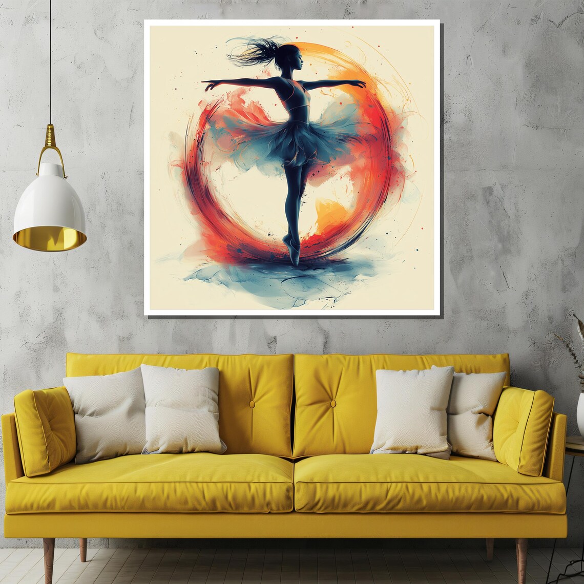 Abstract Ballerina Dance In Motion Red Swirl Watercolor Art Poster - Image 2