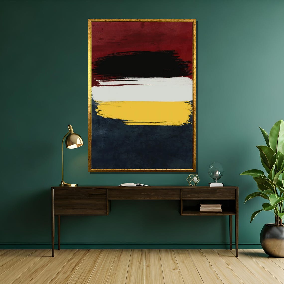 Bold Abstract Painting In Rich Red Black And Yellow Contemporary Art Gift For Modern Interiors Striking Wall Decor Statement - Image 5