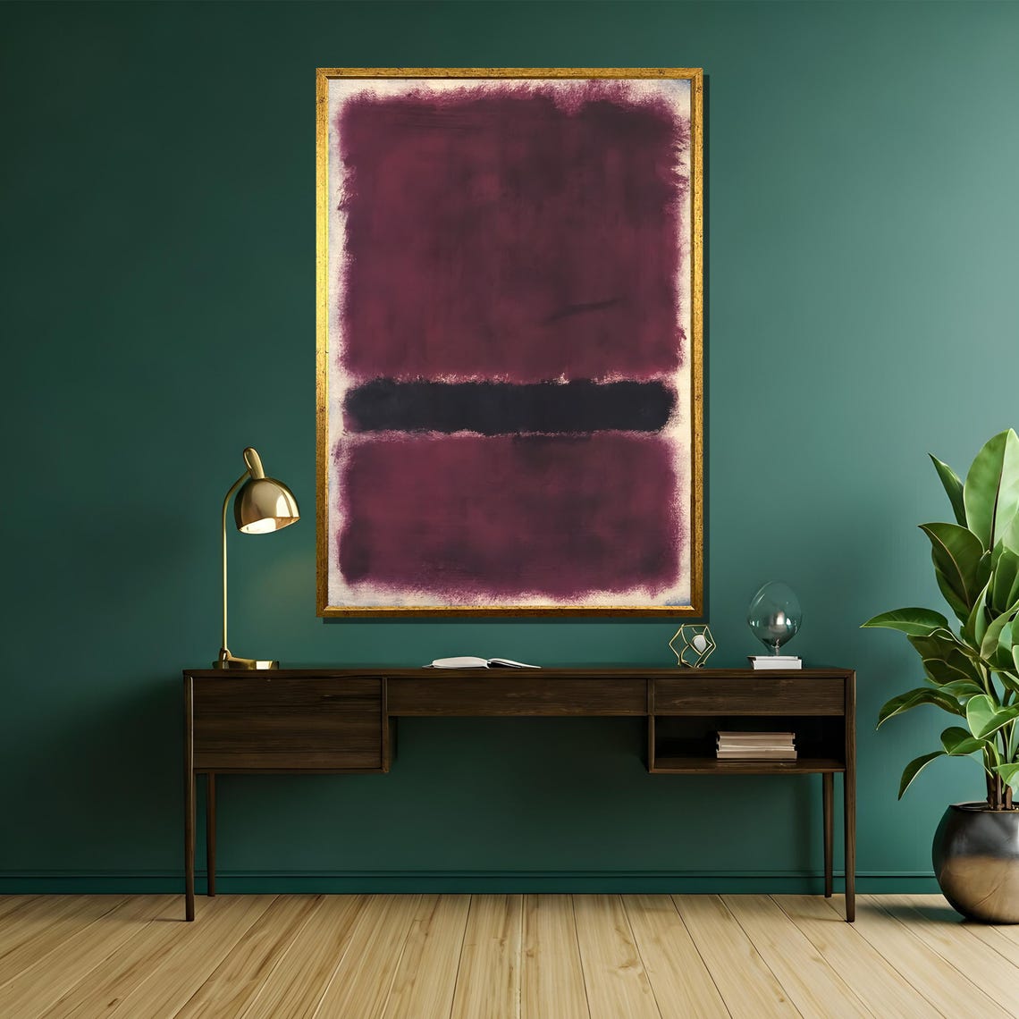 Rothko-Style Plum Black Banded Color-Field Abstract Art Poster - Image 5