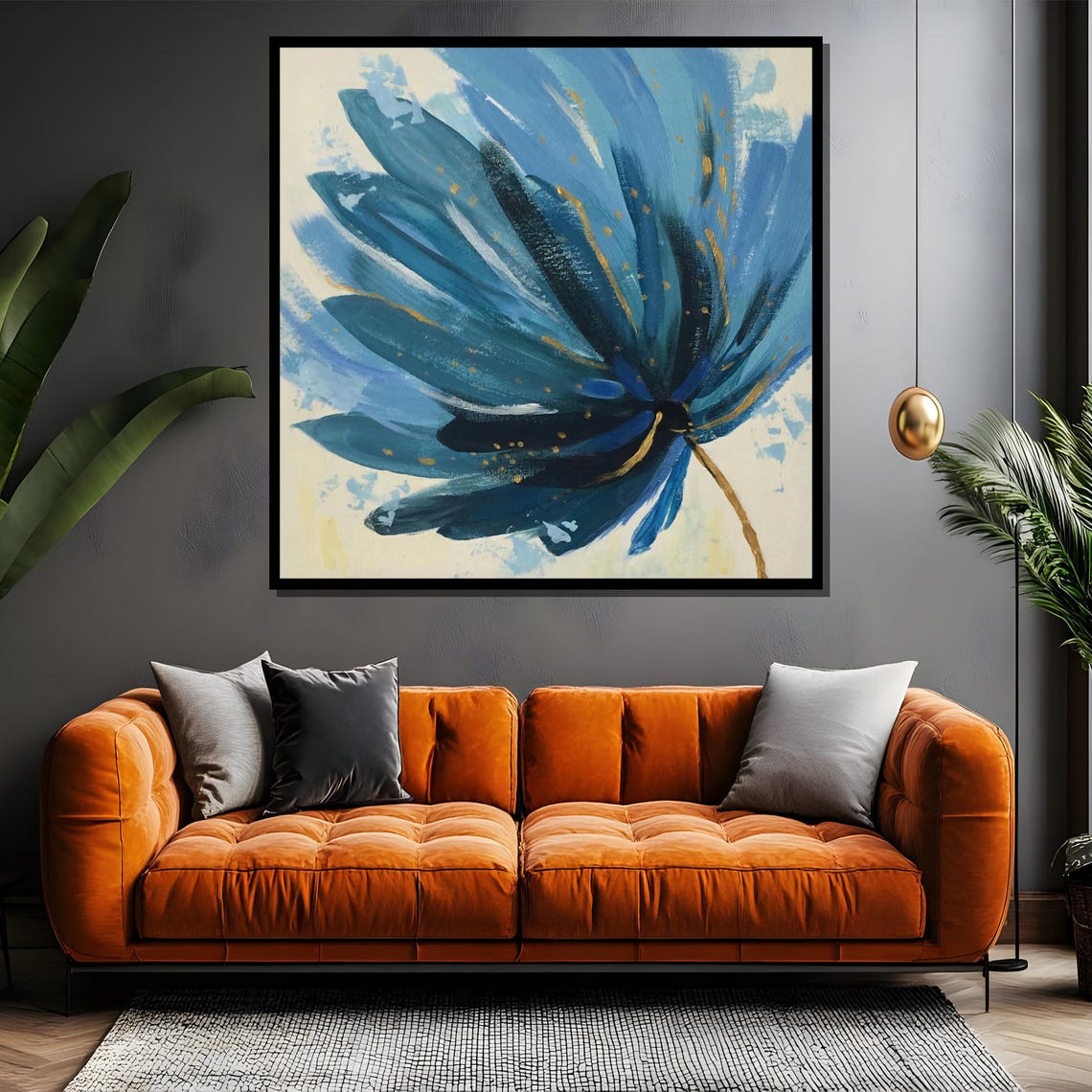 Light Blue Abstract Bloom On White Minimalist Floral Art Poster - Image 4