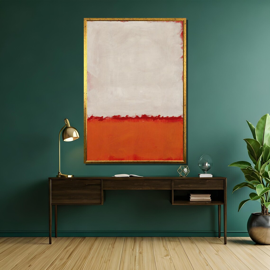 Mark Rothko White And Vibrant Orange Abstract Painting Striking Modern Art Gift For Minimalist Spaces - Image 5